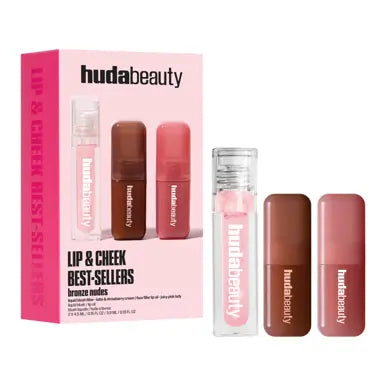 Huda Beauty Bronze Nude Lip And Cheek Best-Sell Kit